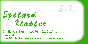 szilard klopfer business card